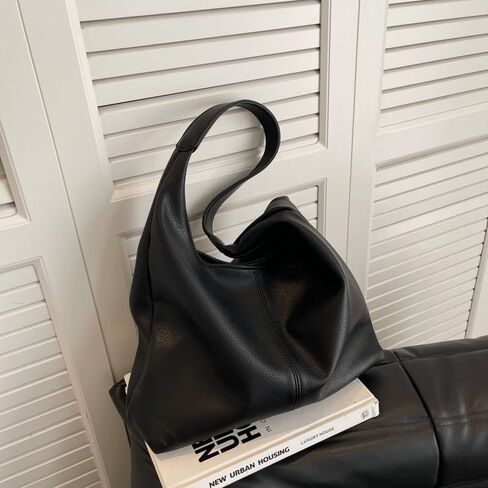 Hobo Bags for Women Slouchy Tote Bag Soft Casual PU Leather Shoulder Purses 2pcs Work Everyday Handbags in Saudi Arabia