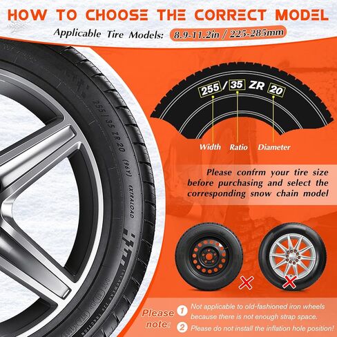 سلاسل إطارات للسيارات/سيارات الدفع الرباعي/شاحنات البيك أب، 6 قطع من سلاسل الثلج لعرض الإطارات 225-285 مم، سلاسل سميكة عالمية قابلة للتعديل للطوارئ للثلج والثلج والطرق الطينية in Kuwait