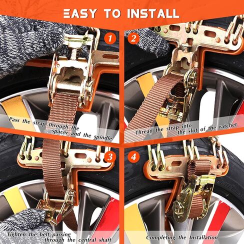 سلاسل إطارات للسيارات/سيارات الدفع الرباعي/شاحنات البيك أب، 6 قطع من سلاسل الثلج لعرض الإطارات 225-285 مم، سلاسل سميكة عالمية قابلة للتعديل للطوارئ للثلج والثلج والطرق الطينية in Kuwait