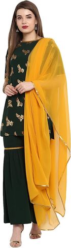 كورتي كريب حريمي هندي من Janasya باللون الأخضر الداكن مع شارارا ودوباتا in Kuwait