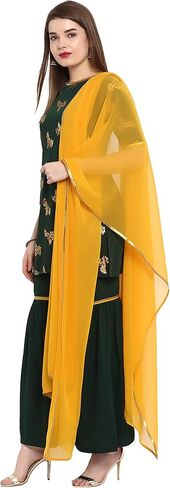 كورتي كريب حريمي هندي من Janasya باللون الأخضر الداكن مع شارارا ودوباتا in Kuwait