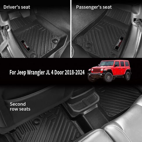 Custom Floor Mats & Cargo Trunk Liner for 2018-2024 2025 Jeep Wrangler JL 4 Door Accessories All Weather TPE Protection Mat (for 2018-2025 Jeep Wrangler JL 4 Door) in Kuwait