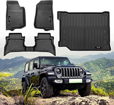 Custom Floor Mats & Cargo Trunk Liner for 2018-2024 2025 Jeep Wrangler JL 4 Door Accessories All Weather TPE Protection Mat (for 2018-2025 Jeep Wrangler JL 4 Door) in Kuwait