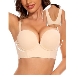 Padded Bra Push Up Bombshell with Balconette Comfortable Back Fat Smoothing Seamless Longline T Shirt Everyday Bras