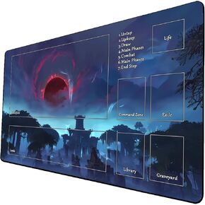 MTG Playmat, Game Play Mat for MTG TCG 24 x 14 inches Trading Card Inked Game Playmats with Storage Bag Smooth Rubber Surface Battle Game (Playmat 7)