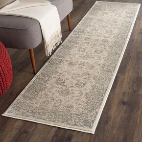 SAFAVIEH Vintage Collection Runner Rug - 2'2" x 12', Ivory & Light Blue, Traditional Distressed Design, Non-Shedding & Easy Care, Ideal for High Traffic Areas in Living Room, Bedroom (VTG571A)