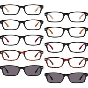 GUD 10 Pack Half Moon Reading glasses for Women Stylish Readers
