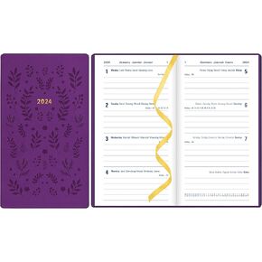 Letts of London® Woodland 2025 Weekly Planner, 12 Months, January to December, Sewn Binding, Medium Pocket, 5.875" x 3.125", Multilingual, Purple (C082175-25)