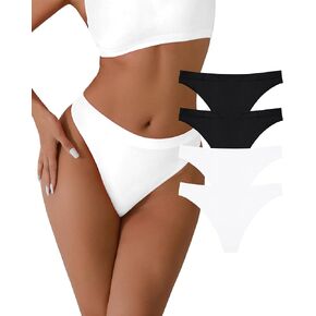 Jijivisha 4 Pack Seamless Women Underwear Thongs No Show Ladies Panties Breathable Sexy Low Rise Bikini Panties