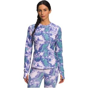 THE NORTH FACE Printed Winter Warm Essential Crew Womens Baselayer Top Lavender Fog Glacier Dye Print Sz L