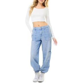 Forever 21 Women's Denim Utility Cargo Joggers