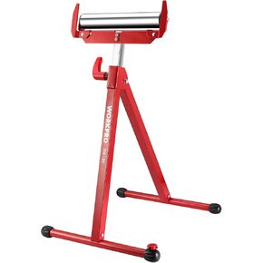 WORKPRO Folding Roller Stand Height Adjustable, Heavy Duty 250 LB Load Capacity, Outfeed Woodworking (Upgraded head)