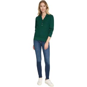 Nautica Women's V-Neck Cable Polo Long Sleeve