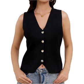 JASGOOD Womens Sweater Vest Top Trendy Sleeveless V Neck Tank Top