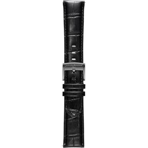 حزام ساعة Pininfarina Croco Pattern - سوار من الجلد الإيطالي الأصلي 22 مم لساعة Senso Hybrid الذكية مع إبزيم فولاذي وإصدار سريع - نمط كروكو أسود