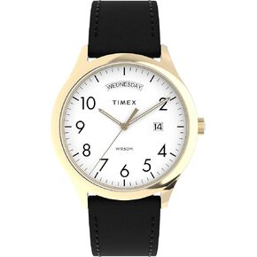 Timex Men's Modern Easy Reader 40mm Watch - Black Strap White Dial Gold-Tone Case