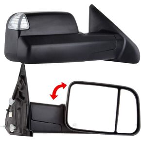 Towing Mirrors Fit for 2002-2008 For Dodge For Ram 1500 2003-2009 For Dodge For Ram 2500 3500 Tow Mirrors with Power Heated Turn Signal Light Black 1 Pair of Mirrors Left Side and Right Side