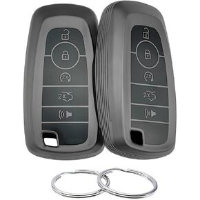 TPU Key Fob Cover Compatible with Ford Edge Expedition Explorer F-150 F-250 Super Duty F-350 Super Duty Fusion Mustang (Matte Black/Matte Black)