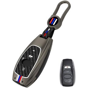 for Subaru Key Fob Cover Keychain Metal Smart Keys Case Compatible for Outback Foreste Crosstrek Ascent Impreza BRZ WRX STI Legacy Key fob Holder (Gray)