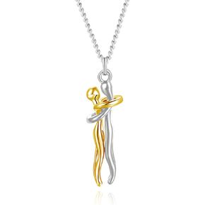 Couple Hugging Necklace Two-Toned Affectionate Couple Hug Valentine's Day Necklaces Love Hug Pendant Necklace Couple Necklace for Him and Her Valentine Gifts for Boyfriend Girlfriend