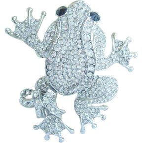 Art Style 3.54" Unique Animal Frog Brooch Pin Rhinestone Crystal Pendant BZ5853
