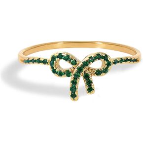 Harry and Henry Bow Knot Ring for Women Gold Bow Ring Dainty Stackable Rings Fashion Bow Jewelry Gift (Gold white, 6)