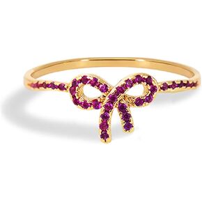 Harry and Henry Bow Knot Ring for Women Gold Bow Ring Dainty Stackable Rings Fashion Bow Jewelry Gift (Gold white, 6) in Kuwait