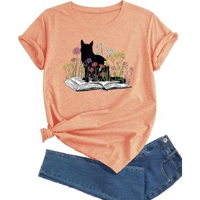 J&DHUASHA Women's T-Shirt Short Sleeve Crewneck Graphic Tees Printed Casual Summer Tops