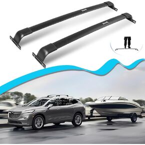 Enhanced 220 LBS Roof Racks Cross Bars Fit for Buick Enclave 2018-2024, Black All Aluminum Cross Rails for Kayak Snowboard Ski Bike Accessories