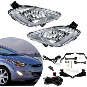 munirater Clear Fog Lamp Assembly w/Wiring Harness & Switch Replacement for 2011-2013 Elantra 92202-3X020, 922023X020