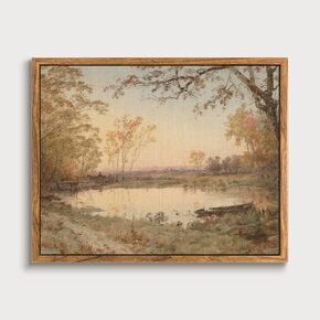 AllBlue Vintage Framed Canvas Wall Art, French Country Retro Wall Art for Living Room, Fall Landscape Paintings, Farmhouse Bedroom Wall Art, Nature Wall Pictures, Rustic Paintings Wall Decor, 8"x10"