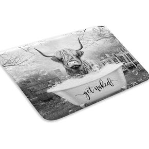 Boziqr Get Naked Bath Mat, Funny Cow Soft Bathroom Rugs, Farmhouse Grey Bath Mats for The Bathroom 17 x 29 Inches
