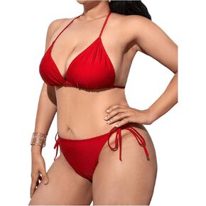 Milumia Women's Plus Size Sexy 2 Piece Swimsuit Halter String Triangle Bikini Set Bathing Suit in Kuwait