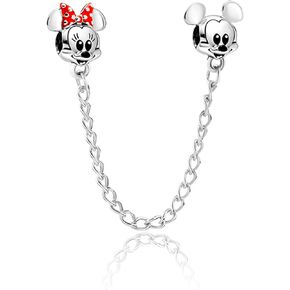 Cartoon Mouse safety chain for Bracelets Necklaces 925 Sterling Silver Cartoon Mouse Charms Jewelry Gift for Women