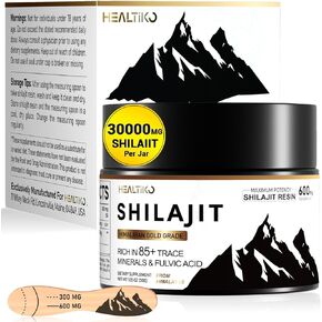 Shilajit Resin, Himalayan Shilajit Pure Himalayan Organic - 600mg Potency Gold Grade, Shilajit for Men & Women with 85+ Trace Minerals & Fulvic Acid, for Stamina, Immunity & Strength, 50 Serving (30g)