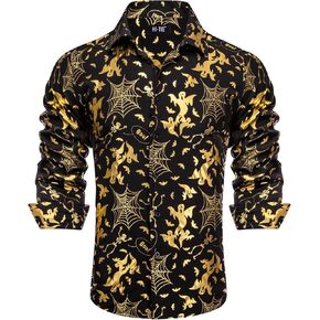 Hi-Tie Mens Dress Shirt 3D Print Button Down Long Sleeve Regular Fit Shirt for Party Festival Prom