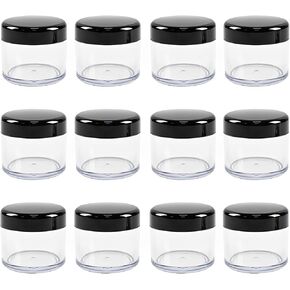 12 Pcs 15ml/0.5oz​ Small Travel Containers, Cosmetic Sample Containers with Lids BPA Free, Black Plastic Sample Container, Refillable Empty Sample Jars, Round Pot Jars for Lotion, Cream