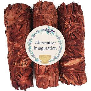 White Sage Bundle with Dragons Blood Incense Resin - Sage Sticks for Spiritual Cleansing, Stress Relief, Witchcraft Supplies, Home Fragrance - 3 Pack