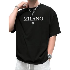 Men's Letter Graphic Baggy Shirts Short Sleeve Round Neck T-Shirt Streetwear