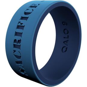 QALO Men's Rubber Silicone Ring, Folds of Honor Forever and Mantra Strata, Wedding Band, Breathable, Durable Wedding Ring for Men, 9mm Wide 1.85mm Thick, Multi Colors & Sizes