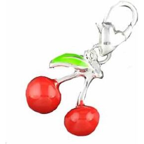 Sexy Sparkles Charm for European Jewelry – Red Cherries Pendant, Zinc Alloy, with Lobster Clasp, Clip-on Charm for Bracelets and Necklaces