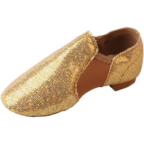 TMA EYES Golden Sequin PU Upper Slip-on Fashion Dance Shoes for Girl's