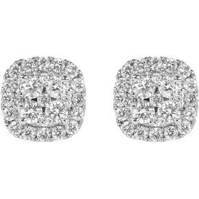 Small 3D Square 14K White Gold 925 Sterling Silver Micro Pave Iced Unisex Cz Mini Cube Shape Tiny Hip Hop Screw Back Post Flower Cluster Stud Earrings For Men Women Jewelry Gifts