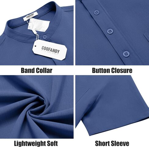 COOFANDY Mens Casual Henley Shirts Band Collar Short Sleeve T-Shirts Summer Stylish Beach Hippie Shirt in Kuwait