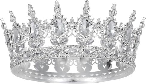 Kamirola -Full Round Queen Crowns Rhinestone Wedding Crowns and Tiaras for Women Costume Party Hair Accessories Princess Birthday Crowns Crystal Bridal Crowns for Prom Birthday Costume Party TR 71 in Kuwait