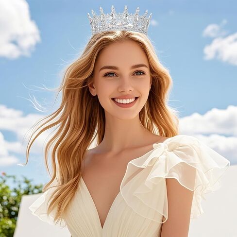 Kamirola -Full Round Queen Crowns Rhinestone Wedding Crowns and Tiaras for Women Costume Party Hair Accessories Princess Birthday Crowns Crystal Bridal Crowns for Prom Birthday Costume Party TR 71 in Kuwait
