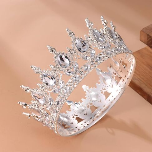 Kamirola -Full Round Queen Crowns Rhinestone Wedding Crowns and Tiaras for Women Costume Party Hair Accessories Princess Birthday Crowns Crystal Bridal Crowns for Prom Birthday Costume Party TR 71 in Kuwait
