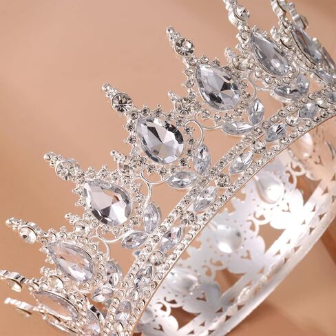 Kamirola -Full Round Queen Crowns Rhinestone Wedding Crowns and Tiaras for Women Costume Party Hair Accessories Princess Birthday Crowns Crystal Bridal Crowns for Prom Birthday Costume Party TR 71 in Kuwait
