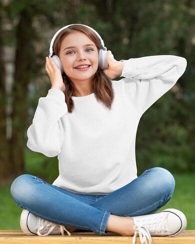 KEREDA Girls Crewneck Oversized Sweatshirt Long Sleeve Tops Loose Pullover Solid Fleece Clothes 7-14 Years in Kuwait