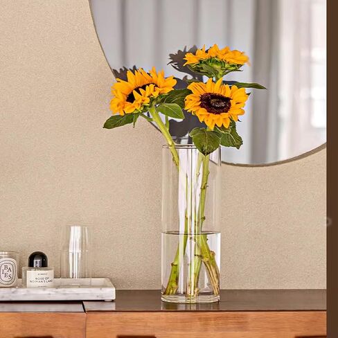 3 قطع مزهريات زجاجية أسطوانية للقطع المركزية بطول 8 بوصات مزهرية زجاجية حامل شموع الإعصار مجموعة من 3 مزهريات شفافة طويلة لديكور المنزل والزفاف in Kuwait